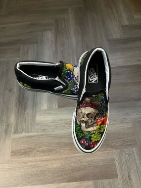 Vans Slip On Fruit‎ Skull Graphic Skate Shoes Womens 8 Mens 6.5 Retro Punk Y2K
